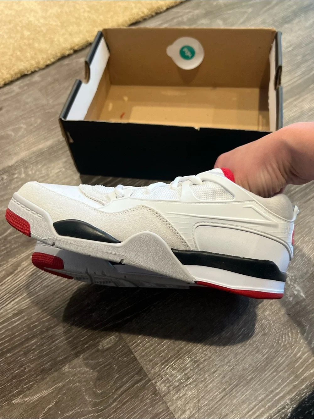 Nike Jordan 4 RM White and Red Low-Top Sneakers size 3Y